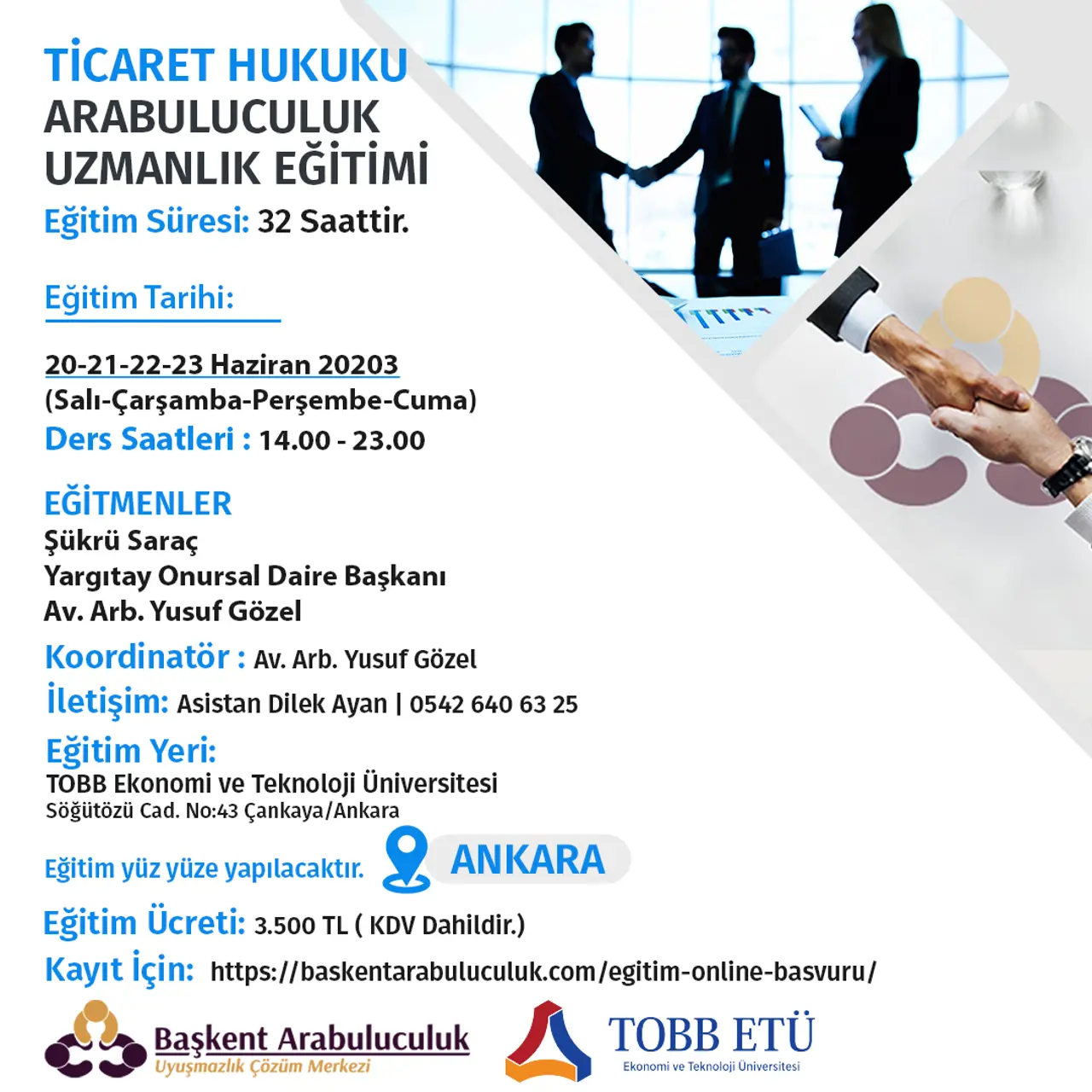 Ticaret Hukukunda Arabuluculuk Uzmanlık Eğitimi