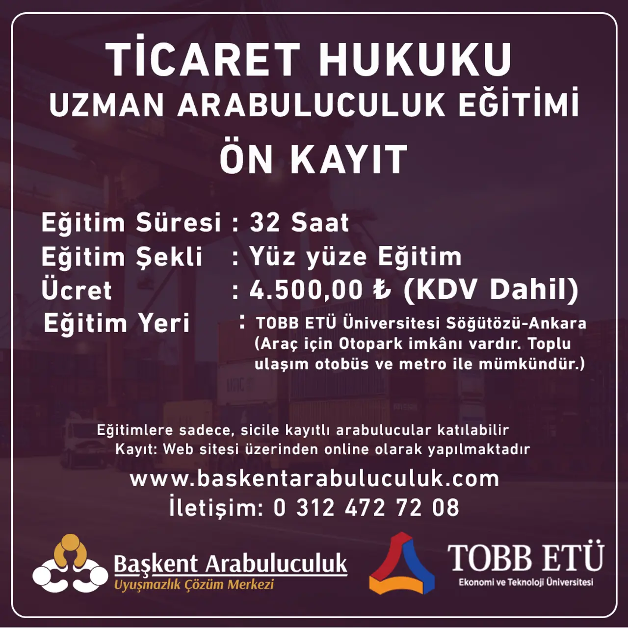 TİCARET HUKUKU  UZMAN ARABULUCULUK EĞİTİMİ